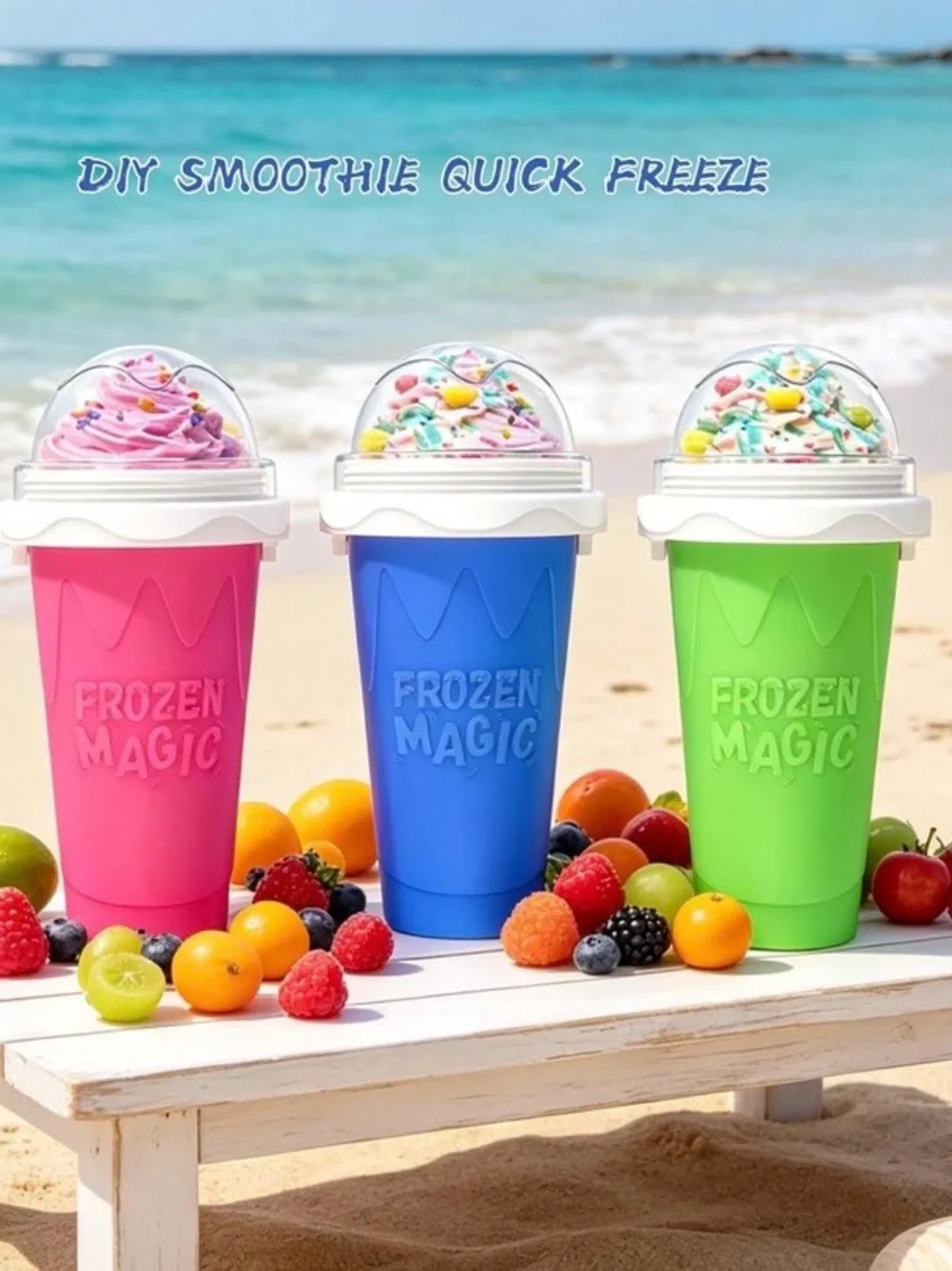 NEW 3-Pack Slushie Maker Cups – Quick-Freeze Squeeze Cups with Lids & Straws - Picture 8 of 9